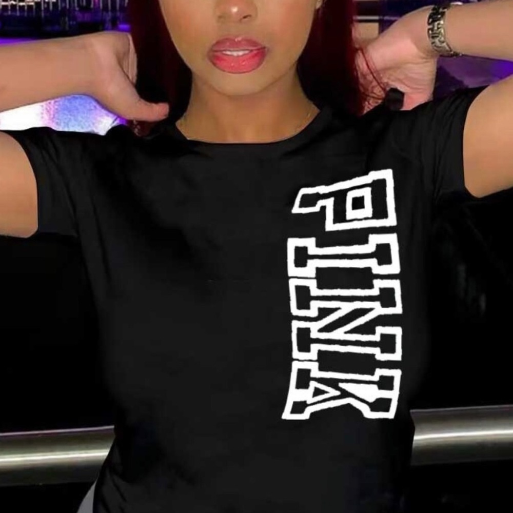 Black & White Letter Print T-Shirt